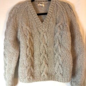Vintage made in Italy mohair blend v-neck sweater Beige size small